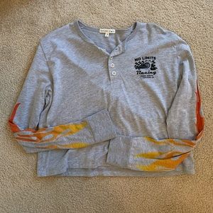 Grey long sleeve with flame detail, size XS